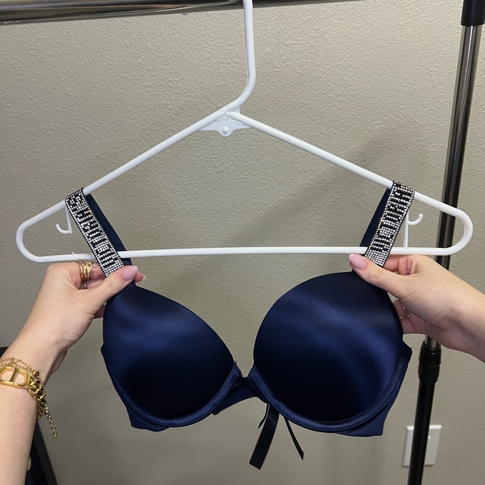 Victoria's Secret Navy Bra with Embellished Straps